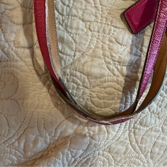 COACH Hot Pink and Tan Quilted Signature with two Hangtags Keychain - Picture 11 of 16